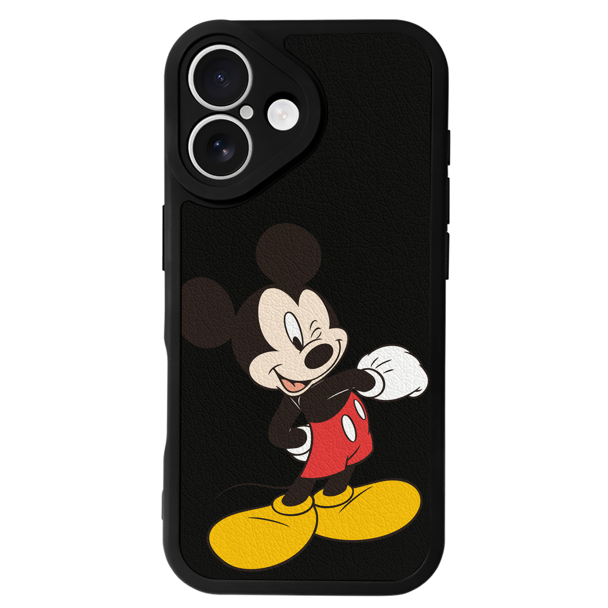（画像用） ミッキーマウス Mickey Mouse 【iPhone 16シリーズ対応】シリコンスマホケース（レザー調） 材質：シリコン